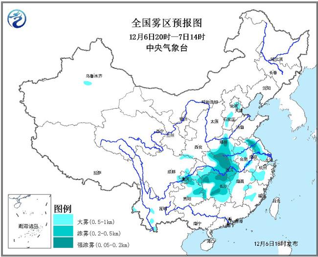 中央气象台4月15日06时继续发布大雾黄色预警